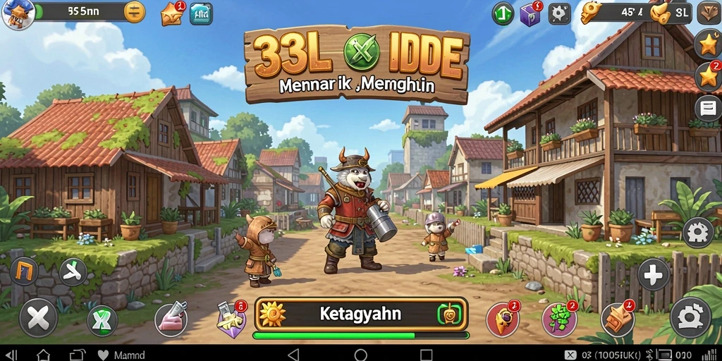 Screenshot gameplay 33L menampilkan suasana permainan Idle yang menenangkan.
