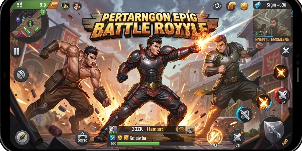 Tampilan gameplay seru 33ZK dengan aksi Battle Royale yang mendebarkan.
