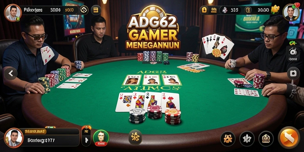 Tampilan gameplay poker yang menegangkan di ADG62.