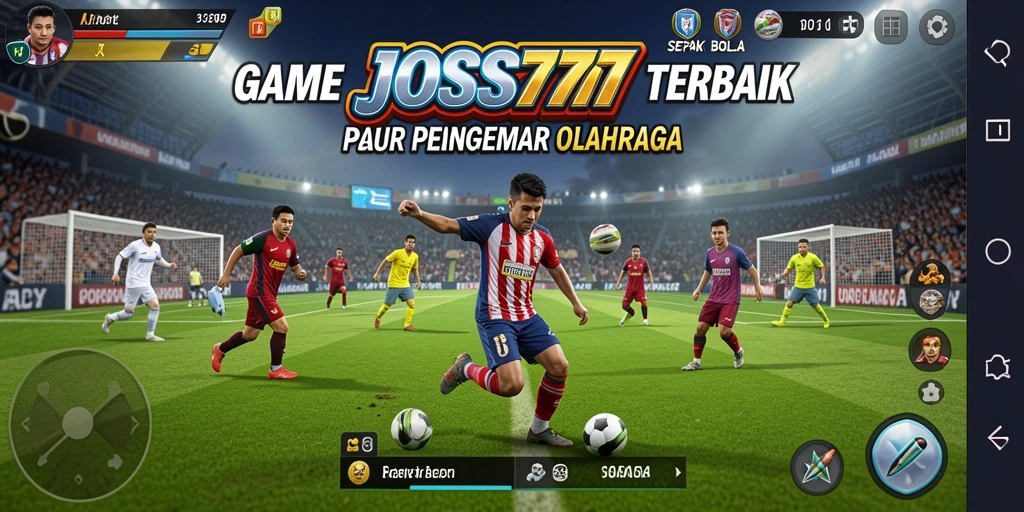 Screenshot gameplay <strong>JOSS777</strong> dengan aksi sepak bola yang mendebarkan.
