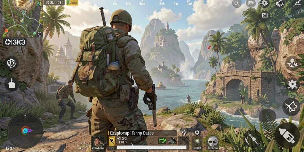 Tampilan gameplay K3K3 yang mendebarkan di dunia terbuka.