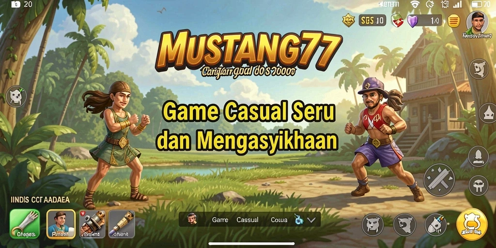 Tampilan gameplay seru dan penuh warna dari MUSTANG77.