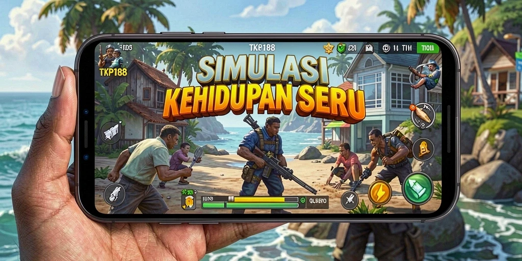 Tampilan gameplay TKP188 dengan karakter yang berinteraksi.