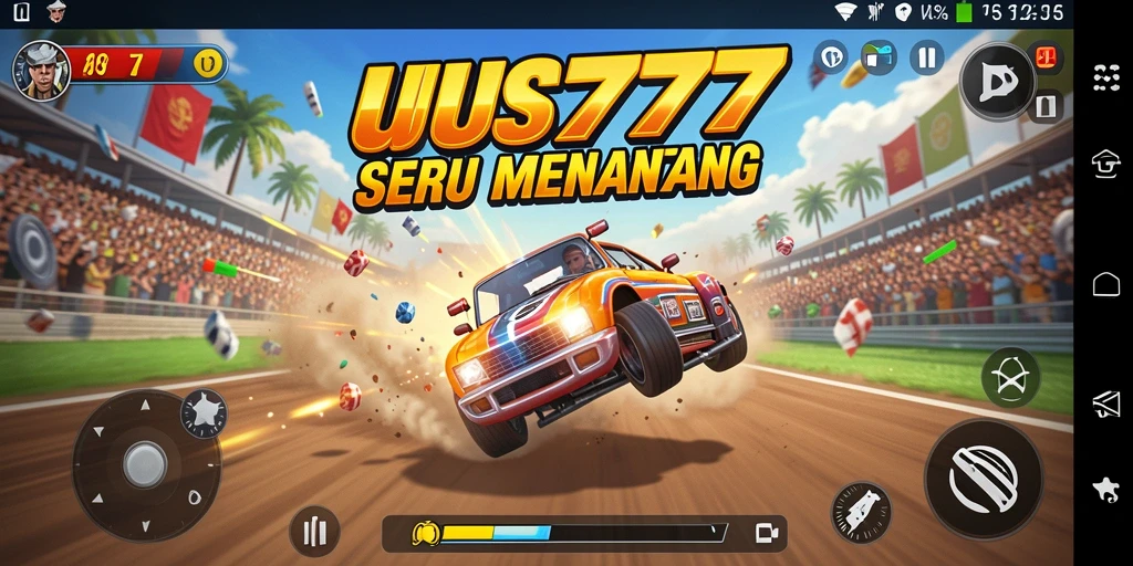 Screenshot UUS777 menunjukkan aksi balapan yang mendebarkan di lintasan.