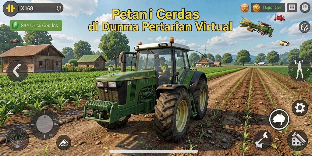 Tampilan gameplay X168 yang menarik dengan aktivitas bertani.